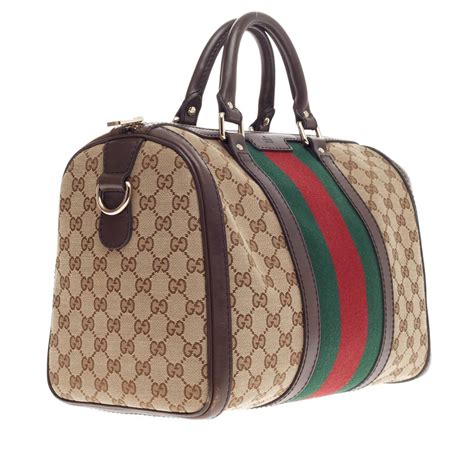 gucci vintage boston web|Gucci Boston bag canvas.